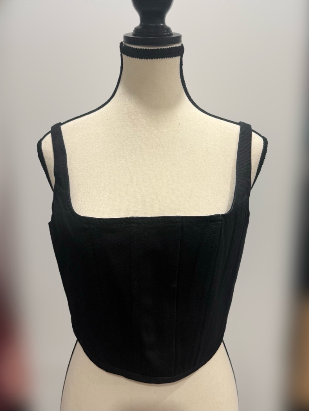 Marc Jacobs The Denim Bustier Black Corset Top NWT Size 8 Structured Boned